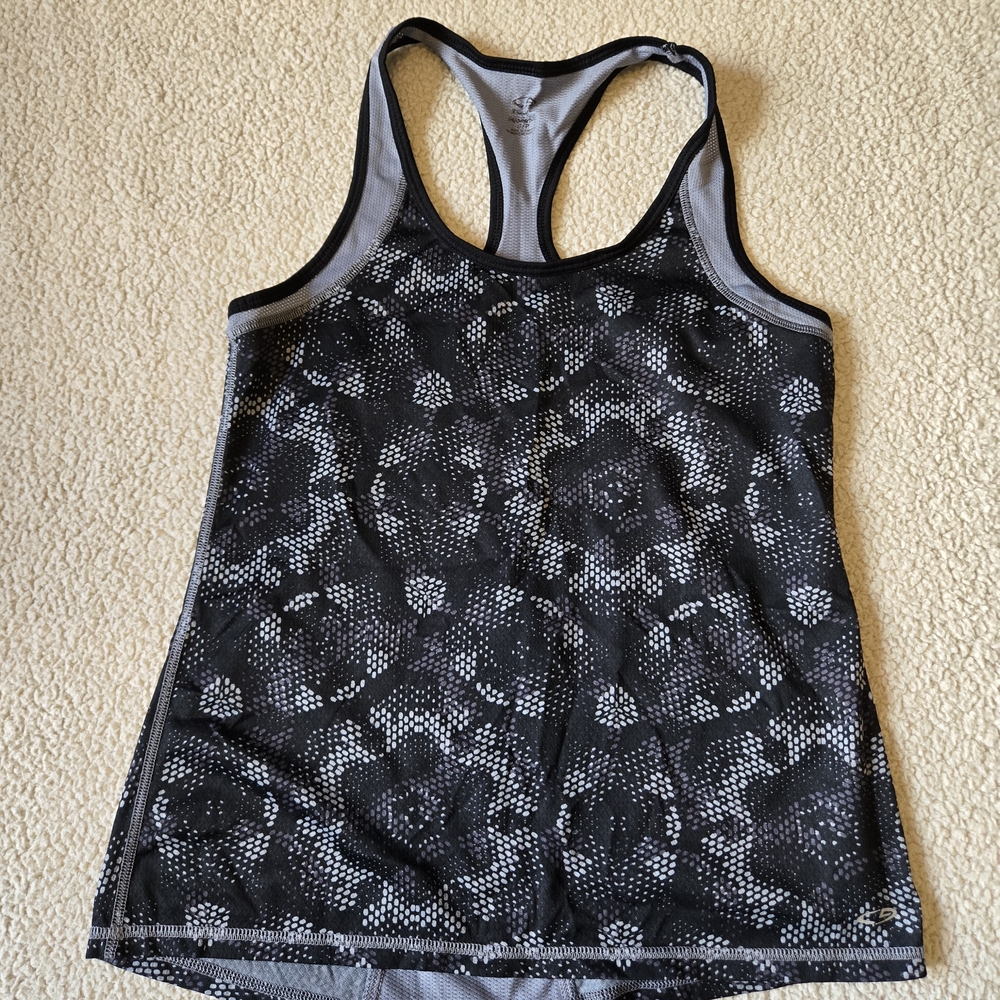 Champion Women's Black and Gray Racerback Tank Top